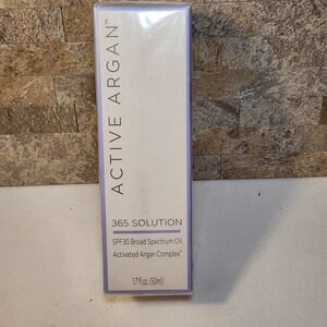 Active Argan 365 Solution SPF30 Broad Spectrum Oil 1.7 fl oz Zinc Oxide 22% NEW